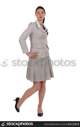A cute brunette businesswoman posing.