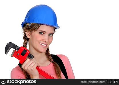A cute female plumber.