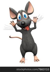 A cute smiling cartoon mouse sticking his tongue out and doing a silly face. White background.