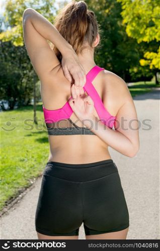 a cute young woman sporty girl workout outdoor