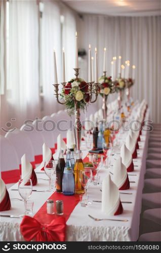 A decoration of a hall for a wedding. Decoration of a hall for a wedding