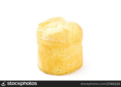 "a delicious "bolo de arroz" or rice muffin, typical pasty from Portugal (isolated on white background)"