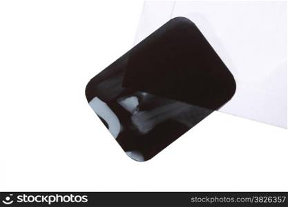 a dental x-ray film detail isolated on white