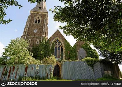 A derelict, abandoned village church in the UK