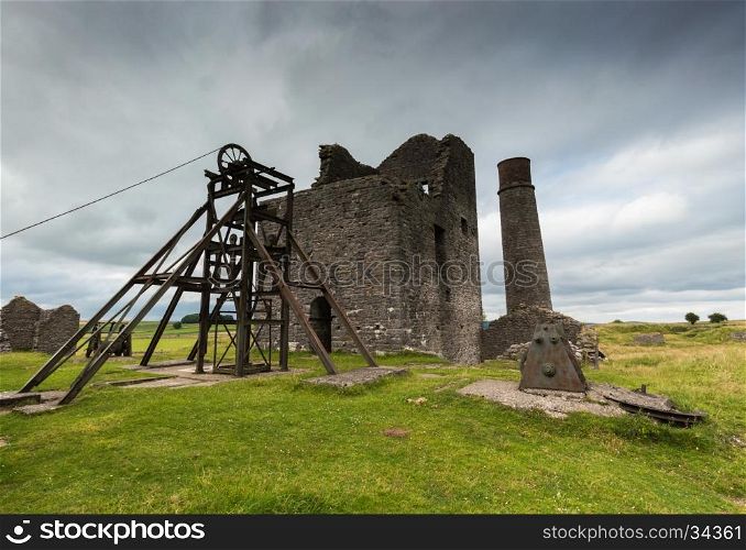 A derelict building at a disused mine, Magpie Mine, in the Peak District