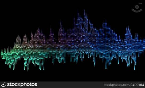A digital image of an audio waveform created entirely from colored ASCII symbols. The waveform is a representation of sound waves and the symbols represent the amplitude and frequency of the sound. The image is highly detailed and has a resolution of 8k at an aspect ratio of 16:9.
