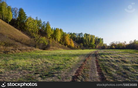 A dirt road in the countryside