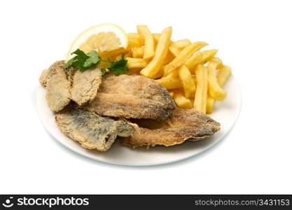 a dish with sardines fried and potate