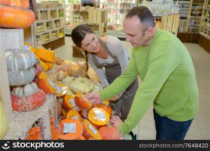 a display of organic pumpkin