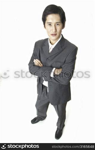 A distorted view of an asian businessman