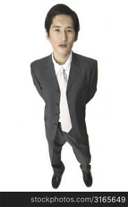 A distorted view of an asian businessman