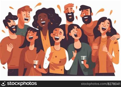 A diverse group of friends laughing and enjoying each other&rsquo;s company on World Laughter Day. Perfect for capturing the joy of social gatherings and community events. AI Generative.
