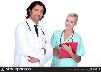 a doctor and a nurse ready to work