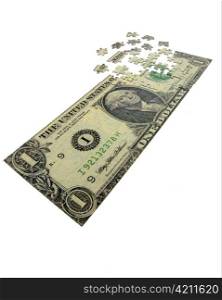 a dollar bill as a puzzle. photo icon on taxes