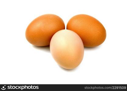 A dozen eggs on a white background