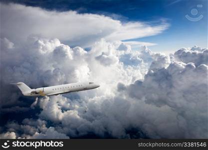 A dramatic cloudscape background with cumulus clouds