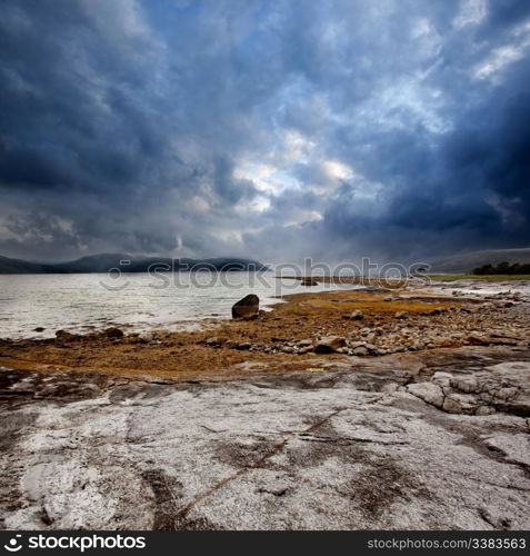 A dramatic ocean coast landscape in Northern Norway