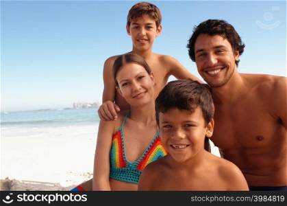 A family on a beach