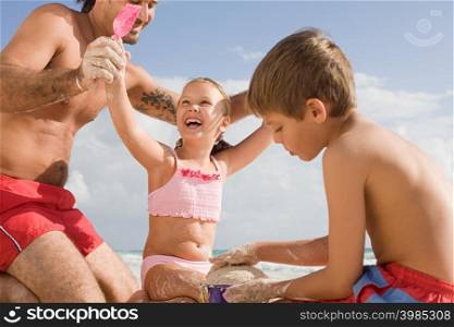 A family on the beach