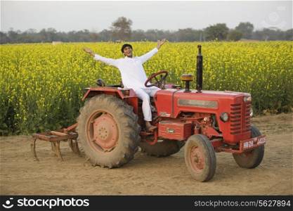 A farmer on his tractor