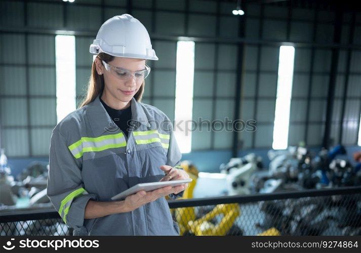 A female auditor Inspected to account for the company’s robot assets that were brought to the warehouse before delivering to customers.