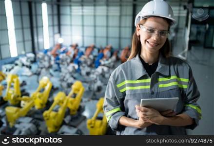 A female auditor Inspected to account for the company’s robot assets that were brought to the warehouse before delivering to customers.
