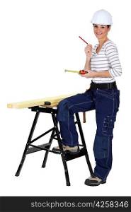 A female carpenter.