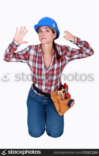 A female construction worker.