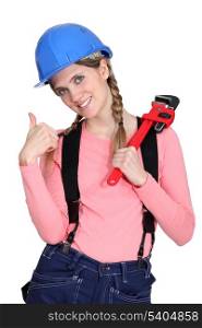 A female construction worker