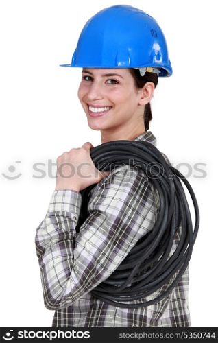 A female electrician.