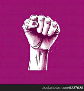 A feminist symbol that has a fist, in the style of light white and magenta by generative AI
