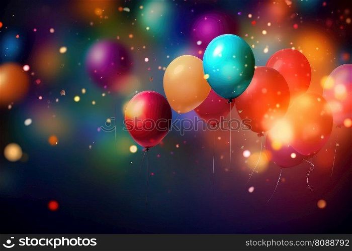 A festive background with colorful balloons created with generative AI technology