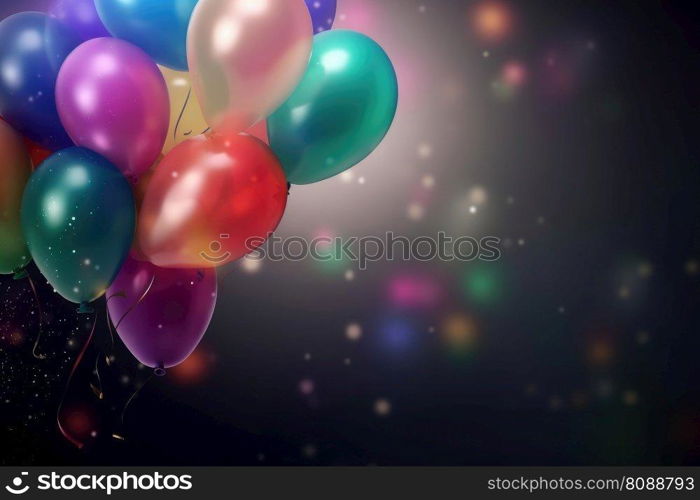 A festive background with colorful balloons created with generative AI technology