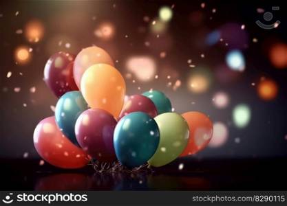 A festive background with colorful balloons created with generative AI technology