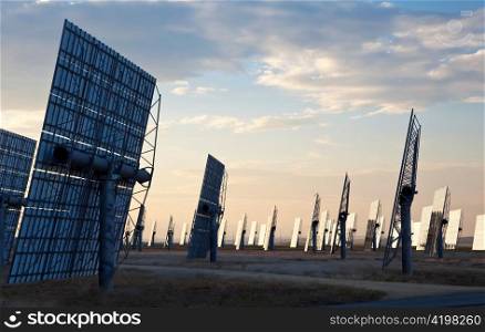 A Field of Green Energy Solar Mirror Panels