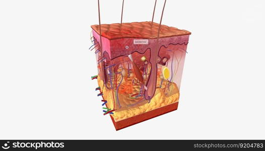 A first degree burn is the most common, and one of the most common household injuries. 3D rendering. A first degree burn is the most common, and one of the most common household injuries.