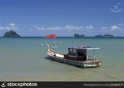 a fishingboat at the west coast of the Island of Langkawi in Malaysia. Malaysia, Langkawi, January, 2003