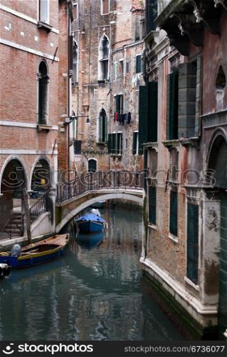 A footbridge over a canal, Venice, Italy