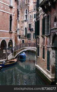 A footbridge over a canal, Venice, Italy