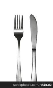 A fork and knife isolated on white