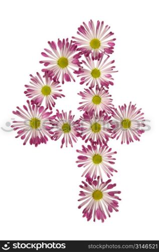 A Four Made Of Pink And White Daisies