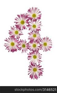 A Four Made Of Pink And White Daisies