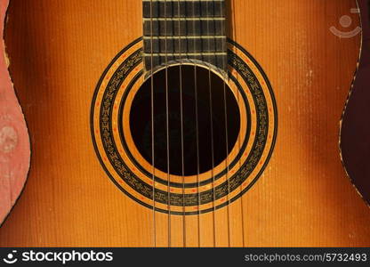 a fragment of an old guitar