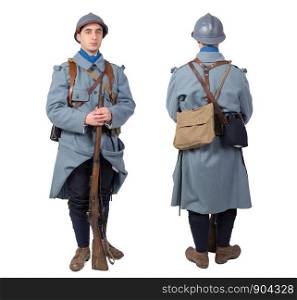 a French soldier 1918, November 11th, front and back,