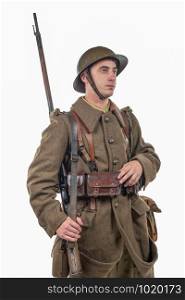 a french soldier 1940 isolated on the white background