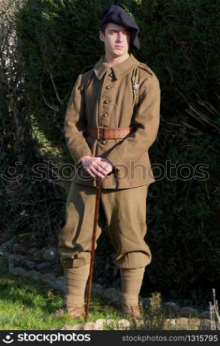 a french soldier in 1940&rsquo;s uniform, outdoor