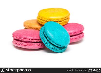 A french sweet delicacy, macaroons variety closeup.