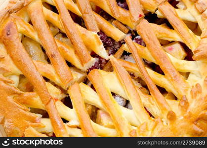 a fresh apple and strawberry pie - a closeup shot