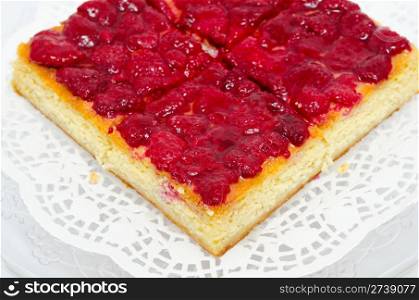 a fresh raspberry cake - a closeup shot