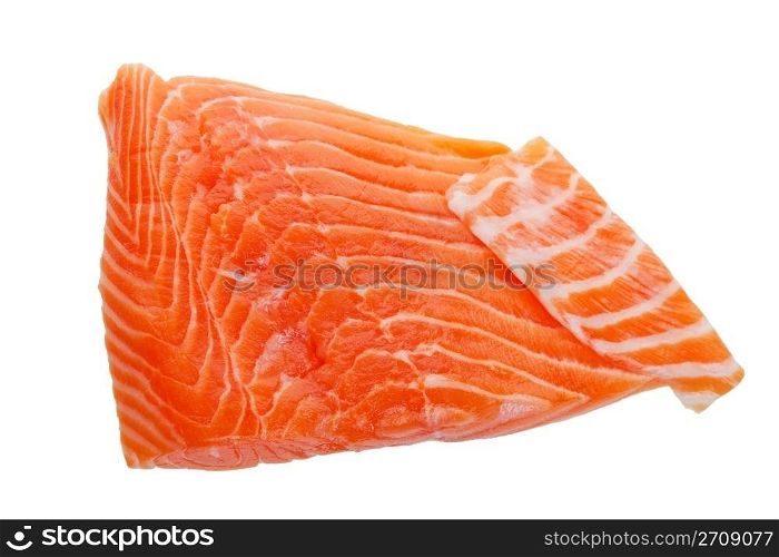A fresh salmon fillet. Shot on white background.
